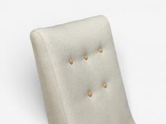 Philip Arctander Swedish Modern Scoop Lounge Chair Beige Linen Beech Sweden 1940s - 4531374