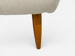 Philip Arctander Swedish Modern Scoop Lounge Chair Beige Linen Beech Sweden 1940s - 4531376