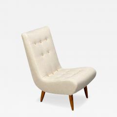 Philip Arctander Swedish Modern Scoop Lounge Chair Beige Linen Beech Sweden 1940s - 4532300