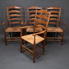 Philip Clissett Philip Clissett A fine set of four early Arts Crafts ash ladder back armchairs - 4185793