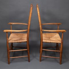 Philip Clissett Philip Clissett A fine set of four early Arts Crafts ash ladder back armchairs - 4185797