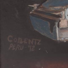 Philip Coblentz Peruvian 20th Century Mid century oil on board painting - 3056767