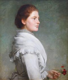 Philip Hermogenes Calderon Carnations 19th Century Oil Painting Portrait of Society Beauty - 2026541