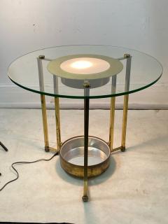 Philip Johnson ILLUMINATED MODERN PAIR OF BRASS GLASS TABLES IN THE MANNER OF PHILIP JOHNSON - 2028419