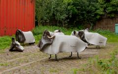 Philip Michael Wolfson TSUKOMOGAMI SHEEP bench with bronze horns - 3285508