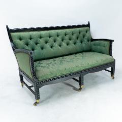 Philip Webb Philip Webb for Morris Co Aesthetic Movement Ebonised Settee with Bobbins - 4185801