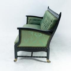 Philip Webb Philip Webb for Morris Co Aesthetic Movement Ebonised Settee with Bobbins - 4185805