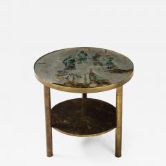 Philip and Kelvin LaVerne LaVerne Enameled Bronze Pewter Sidetable - 2263754