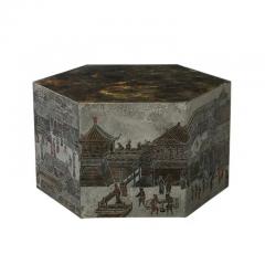 Philip and Kelvin LaVerne LaVerne Lo Ta Side Table Hexagonal Bronze Pewter Natural Patinas Signed - 3522810