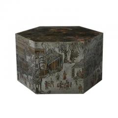 Philip and Kelvin LaVerne LaVerne Lo Ta Side Table Hexagonal Bronze Pewter Natural Patinas Signed - 3522814