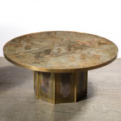 Philip and Kelvin LaVerne Mid Century Philip Kelvin LaVerne Acid Etched Bronze Pewter Chan Coffee Table - 2005004