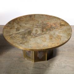 Philip and Kelvin LaVerne Mid Century Philip Kelvin LaVerne Acid Etched Bronze Pewter Chan Coffee Table - 2005006