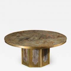 Philip and Kelvin LaVerne Mid Century Philip Kelvin LaVerne Acid Etched Bronze Pewter Chan Coffee Table - 2010088