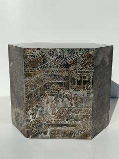 Philip and Kelvin LaVerne Pair LaVerne Side End Tables in Etched Bronze - 1218236