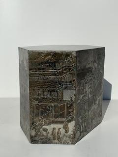 Philip and Kelvin LaVerne Pair LaVerne Side End Tables in Etched Bronze - 1218238