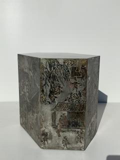 Philip and Kelvin LaVerne Pair LaVerne Side End Tables in Etched Bronze - 1218239