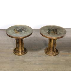 Philip and Kelvin LaVerne Pair of Etruscan Side Tables after Picasso in Bronze by Philip Kelvin Laverne - 3443226
