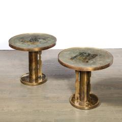 Philip and Kelvin LaVerne Pair of Etruscan Side Tables after Picasso in Bronze by Philip Kelvin Laverne - 3443236