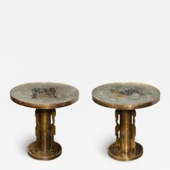 Philip and Kelvin LaVerne Pair of Etruscan Side Tables after Picasso in Bronze by Philip Kelvin Laverne - 3444386