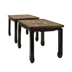 Philip and Kelvin LaVerne Philip Kelvin LaVerne Rare Pair of End Tables with Wooden Bases 1950s Signed  - 3849467