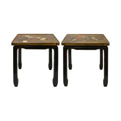 Philip and Kelvin LaVerne Philip Kelvin LaVerne Rare Pair of End Tables with Wooden Bases 1950s Signed  - 3849470