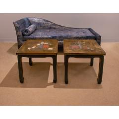 Philip and Kelvin LaVerne Philip Kelvin LaVerne Rare Pair of End Tables with Wooden Bases 1950s Signed  - 3849471