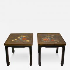 Philip and Kelvin LaVerne Philip Kelvin LaVerne Rare Pair of End Tables with Wooden Bases 1950s Signed  - 3855058