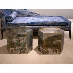 Philip and Kelvin LaVerne Philip Kelvin LaVerne Rare Pair of Lo Ta Hexagonal Cube Tables 1960s Signed  - 3749935