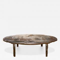 Philip and Kelvin LaVerne Philip Kelvin LaVerne Tang Boucher Coffee Table with Stunning Colors 1960s - 3702385