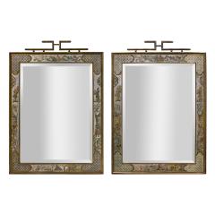 Philip and Kelvin LaVerne Philip Kelvin LaVerne Very Rare Important Pair of Mirrors 1960s Signed  - 4017511