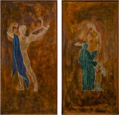 Philip and Kelvin LaVerne Philip and Kelvin LaVerne Rare Pair of Large Classical Plaques 1960s Signed  - 4297025