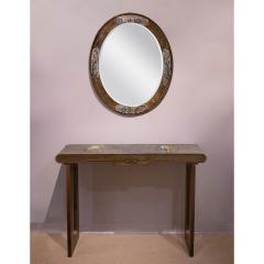 Philip and Kelvin LaVerne Philip and Kelvin LaVerne Unique Engraved Oval Mirror 1970s Signed  - 4282852