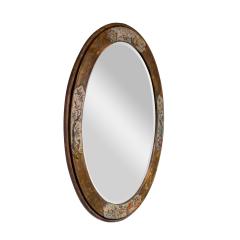Philip and Kelvin LaVerne Philip and Kelvin LaVerne Unique Engraved Oval Mirror 1970s Signed  - 4282853