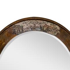 Philip and Kelvin LaVerne Philip and Kelvin LaVerne Unique Engraved Oval Mirror 1970s Signed  - 4282856