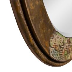 Philip and Kelvin LaVerne Philip and Kelvin LaVerne Unique Engraved Oval Mirror 1970s Signed  - 4282859