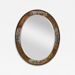 Philip and Kelvin LaVerne Philip and Kelvin LaVerne Unique Engraved Oval Mirror 1970s Signed  - 4288047
