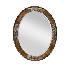 Philip and Kelvin LaVerne Philip and Kelvin LaVerne Unique Engraved Oval Mirror 1970s Signed  - 4288051