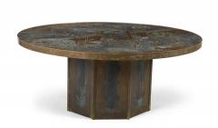 Philip and Kelvin LaVerne Phillip Kelvin LaVerne Circular Etched Bronze Chan Coffee Cocktail Table - 2787238