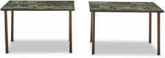 Philip and Kelvin LaVerne Rare Pair of Acid Etched Bronze and Pewter Tao Diptych Side Tables - 4483414
