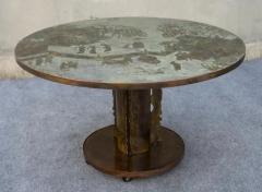 Philip and Kelvin LaVerne Rare Philip Kelvin Laverne Chan Dining or Center Table on Footed Column Base - 3821099