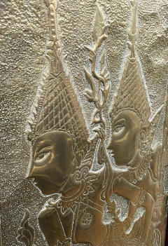 Philip and Kelvin LaVerne Signed Mid Century Asian Modern Brass Sculpture Wall Plaque After Kelvin Laverne - 2547881