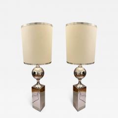 Philippe Barbier A pair of nickel plated brass floor lamps by Philippe Barbier France circa 1970 - 3418877