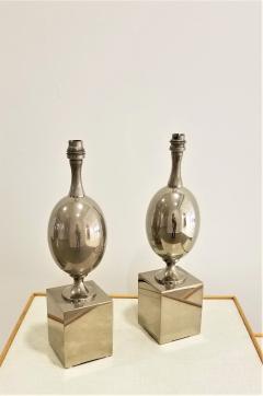 Philippe Barbier Pair of Nickel Plated Brass Table Lamps by Philippe Barbier France 1970s - 1262480