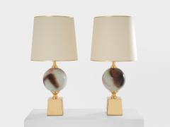 Philippe Barbier Philippe Barbier pair of large ceramic and brass table lamps 1970s - 4315940