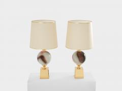 Philippe Barbier Philippe Barbier pair of large ceramic and brass table lamps 1970s - 4315941