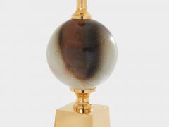 Philippe Barbier Philippe Barbier pair of large ceramic and brass table lamps 1970s - 4315945