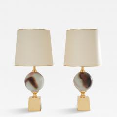 Philippe Barbier Philippe Barbier pair of large ceramic and brass table lamps 1970s - 4319162