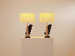 Philippe Cheverny Philippe Cheverny pair of large resin and bronze table lamps 1970s - 4373834