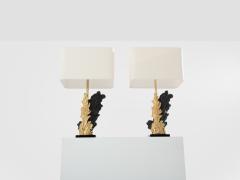 Philippe Cheverny Philippe Cheverny pair of large resin and bronze table lamps 1970s - 4373842