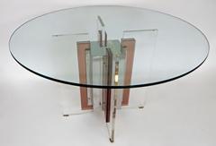 Philippe Jean French Illuminated Stainless Steel and Lucite Dining Table Signed P Jean - 436094